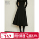 晚白2026春款洋氣時(shí)尚高腰顯瘦半裙氣質(zhì)百搭通勤a字半身裙 黑色 L