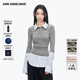 ANN ANDELMAN【明星同款】秋季新款拼接襯衫假兩件針織衫女長(cháng)袖 灰色 XS