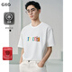 GXG男裝 圓領(lǐng)T恤卡通圖案印花上衣涼感短袖針織 2025夏季新品 白色 XL