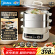 美的（Midea）電蒸鍋電火鍋電煮鍋電炒鍋多用途鍋蒸包子鍋電熱鍋蒸蛋鍋加厚不銹鋼智能彩屏多功能鍋MZ-ZGC282866