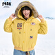 F426【趙露思同款】冬季新款美式復古連帽毛領(lǐng)派克棉服 黃色 M