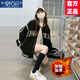 莫代爾棒球服外套女2025春秋冬新款夾棉加厚初高中學(xué)生寬松時(shí)尚保暖夾克 黑色-夾棉 加厚 M 105-120斤