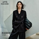 太平鳥(niǎo)女裝西裝戧脖領(lǐng)廓形雙排扣通勤西裝外套女挺闊 黑色 L