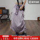 馬登設計感女士A字半身裙美式休閑降落傘裙春秋城市通勤長(cháng)款工裝裙子 香芋紫 L