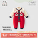 乖奇熊嬰幼兒連體衣冬季夾棉加厚外出哈衣爬服男女寶寶紅色衣服外出冬裝 大紅色 90cm