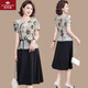 俞兆林（YUZHAOLIN）小個(gè)子媽媽裝夏冰絲麻連衣裙2024年新款中老年女裝夏裝假兩件裙子 黑色 XL 適合105斤內
