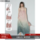COCOBELLA度假風(fēng)漸變暈染吊帶裙女25夏手工編織肩帶連衣裙FR7057 漸變 M