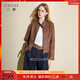 三彩2025秋季新款復古仿麂皮廓形外套立領(lǐng)長(cháng)袖寬松短款開(kāi)衫M 紅棕色 M 160/84A
