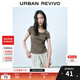 UR2025春季新款女裝時(shí)尚休閑百搭修身短款短袖T恤UWB450017 綠棕 M