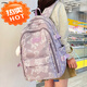 臨絕頂書(shū)包女生大學(xué)生高顏值初中生高中學(xué)生小熊印花大容量女孩雙肩背包 紫色