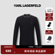 Karl Lagerfeld提花撞色圓領(lǐng)套頭長(cháng)袖T恤打底衫2025冬季新品男裝老佛爺M26Y1701 黑色 L （50）
