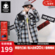 閃電潮牌（GENANX）中長(cháng)款外套男外搭新款莫蘭迪色格紋風(fēng)衣情侶款 杏藍格 M