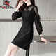 AEMAPE假兩件連衣裙女2025春秋冬季新款韓版時(shí)尚赫本風(fēng)小個(gè)子裙子女裝 黑色 L 【105-120斤】