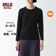 MUJIMUJI 女式 棉厚款 圓領(lǐng) 長(cháng)袖T恤 打底衫  秋衣 保暖內衣 FCD77C3A 黑色 XL(165/92A)