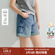 茵曼【商場(chǎng)同款】萊賽爾翻邊牛仔短褲2025夏季女裝新款a字褲子 牛仔藍 27