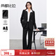 尚都比拉職業(yè)西裝套裝女春秋正裝西服外套闊腿長(cháng)褲面試兩件套 黑色 XL