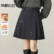 尚都比拉含綿羊毛保暖半身裙女冬季厚實(shí)顯瘦百褶A字裙高級感減齡優(yōu)雅短裙