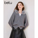 百圖（betu）女裝2025年冬季新款毛衣開(kāi)衫顯瘦簡(jiǎn)約潮流連帽時(shí)尚外搭女2512X02