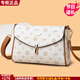 雪愛(ài)袋鼠（XUEAIDAISHU）女士輕奢斜挎包女包小包包40-50歲中年媽媽牛皮包時(shí)尚休閑單肩包 米白玫瑰配黃[禮盒+手包卡包]
