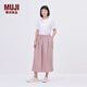 MUJI IDEE 女式 平紋 抽褶裙 半身裙女裙子 25年夏季 純棉 GA47CC5S 煙熏粉色 均碼 (165/72A)