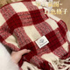 目丸韓系氛圍感紅色圣誕顯白圍巾女仿羊絨加厚保暖圍脖新年禮物情侶冬 紅白拼色【線(xiàn)條格子款】