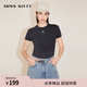 MISS SIXTYT恤上衣女圓領(lǐng)短袖百搭簡(jiǎn)約休閑時(shí)尚印花正肩修身顯瘦 黑色 XS