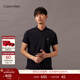 Calvin KleinJeans夏季男士商務(wù)休閑通勤簡(jiǎn)約ck印花純色翻領(lǐng)短袖T恤POLO衫 CHW-藏青色 S