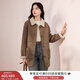 香影牛角扣麂皮絨外套女短款2025秋冬新款羊羔毛風(fēng)小個(gè)子仿生皮草 焦糖色W844269 M