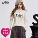 妖精的口袋美式星星印花長(cháng)袖t恤女2025年秋冬新款打底衫內搭上衣 星星米白色 M