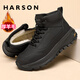 哈森（Harson）高幫棉鞋男戶(hù)外羊毛保暖休閑雪地靴加絨加厚東北棉靴 黑色 41