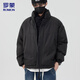 羅蒙棉服日系立領(lǐng)棉衣男士秋冬季加厚面包服衣服外套男 黑色 L