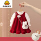 G.duck女童連衣裙秋冬季兒童洋氣公主裙周歲禮服時(shí)髦寶寶冬拜年服1-3歲 紅色 春秋款加絨 80 cm
