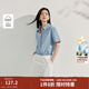 茵曼（INMAN）薄款純棉刺繡牛仔襯衣2025夏季女裝新款休閑寬松短袖上衣開(kāi)衫 牛仔藍 S