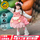 G.duck小黃鴨童裝洛麗塔公主裙女童連衣裙秋冬季草莓熊蓬蓬裙生日禮服兒 裙子 90 建議1~2歲（80-90cm）