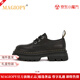 MAGIOPY高端奢侈品女鞋樂(lè )福鞋女秋季新款百搭小皮鞋女軟底內增高德比鞋女 黑色 36 (230mm)