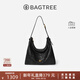 BAGTREE【明星同款】包包樹(shù)圖南植鞣皮腋下hobo女包單肩斜挎包通勤餃子包 檀黑色-大號 贈斜挎延長(cháng)肩帶 高級小眾圣誕生日禮物女
