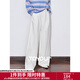 初語(yǔ)牛仔褲2025年新款女松緊腰闊腿褲女春季垂感醋酸泡芙牛仔褲子 白色 L
