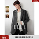 ELLE綿羊毛駱駝絨廓形毛呢西裝外套女2025冬季新款高級感寬松西服 中灰 M
