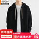 莫代爾連帽毛衣開(kāi)衫外套男加厚純棉春季寬松慵懶風(fēng)上衣服拉鏈針織衫夾克 黑色 L 110-130斤