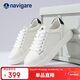納維凱爾意大利小帆船男士頭層牛皮休閑潮流 板鞋 白色（偏大一碼） 41