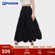 FILA FUSION斐樂(lè )潮牌女士短裙夏季新款休閑寬松半身裙花苞裙 正黑色-BK L 170/70A/L