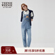 Teenie Weenie【天絲混紡】小熊女秋季元氣時(shí)尚牛仔連體長(cháng)褲背帶褲 中藍色 S (160)