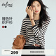 伊芙麗蔣欣代言條紋開(kāi)衫百搭職場(chǎng)鏤空顯瘦花邊針織衫2025秋新款女 黑色 偏大 拍小一碼 M 105-115斤