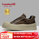 楓葉（leaveland）男鞋新品復古時(shí)尚一腳蹬懶人鞋男韓版頭層牛皮舒適厚底增高板鞋男 棕色（皮鞋碼） 男款 41 (255mm)