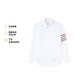 湯姆 布朗（THOM BROWNE）送男生新年禮物白色棉質(zhì)四條紋織帶長(cháng)袖襯衫 MWL395A F0313 100 4