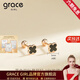 Grace Girl原創(chuàng  )18K金四葉草彩金耳釘女簡(jiǎn)約高級珠寶送女友新年元旦新年元旦 A款-黑色-18K金耳釘（5mm）
