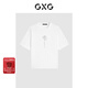 GXG男裝 夏季潮流撞色印花寬松舒適短袖t恤男 白色 2XL
