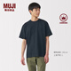 MUJI男式天竺編織圓領(lǐng)短袖T恤男士打底衫男款休閑上衣夏季男裝 深藏青色 XL (180/104A)