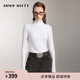 MISS SIXTY針織衫上衣女半高領(lǐng)刺繡彈力修身顯瘦簡(jiǎn)約打底衫毛衣 白色 L