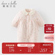 戴維貝拉女寶寶夾棉爬服秋冬新生兒連體衣嬰兒哈衣